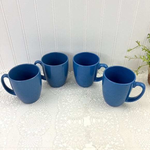 Set Of 4 Corelle Stoneware Coffee Tea Mugs 10 Oz Blue - Picture 2 of 10